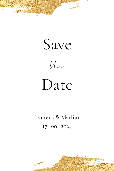 Save the date luxe goudvegen zwart wit