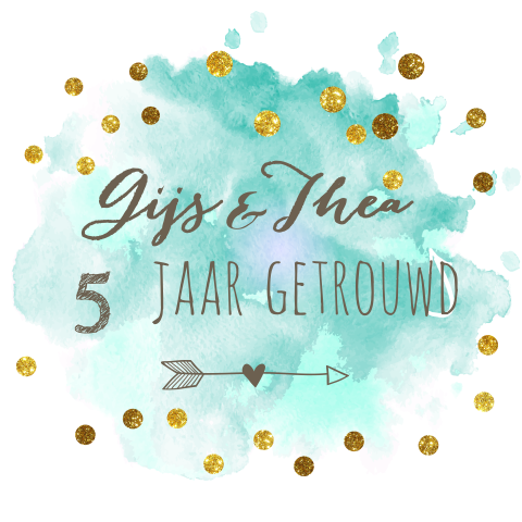 Uitnodiging 5 jaar getrouwd met groen aquarel