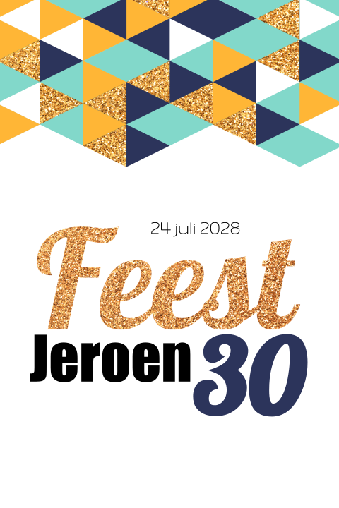 30 jaar uitnodiging met driehoeken in geel en brons