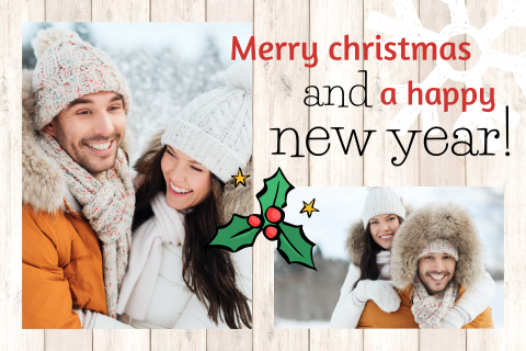 Kerstkaart met foto en kersttak