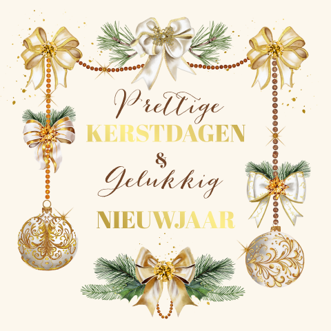 Kerstkaart kerstballen met strikken