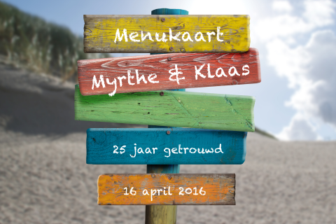 Menukaart voor huwelijksjubileum