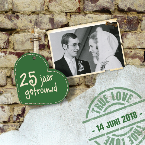 Stoere jubileumkaart met foto en stempel