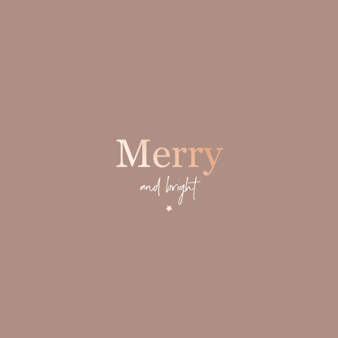 Merry and Bright: Luxe Vierkante Kerstkaart in Rosé Goud Accenten