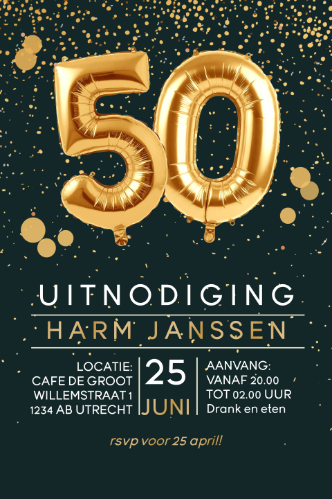 Verjaardag ballonnen goudkleur 50