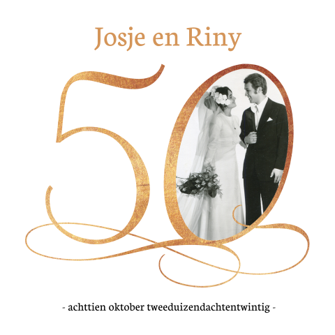 Jubileum uitnodiging met foto voor 50 jarig huwelijk