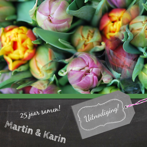 Uitnodiging 25 jaar getrouwd met tulpen