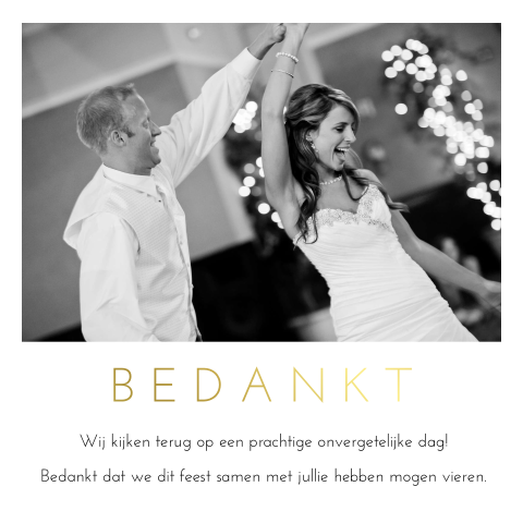Klassieke zwart witte bedankkaart
