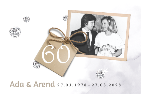 Uitnodiging 60 jaar getrouwd met label en foto
