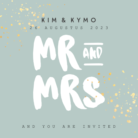 Trouwkaart met MR and MRS en verfspetters