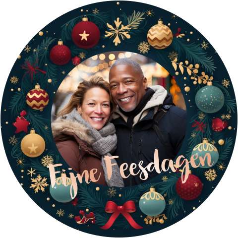 Ronde Kerstkrans Foto Kerstkaart
