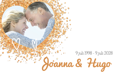Uitnodiging 30 jaar getrouwd met oranje foto hart