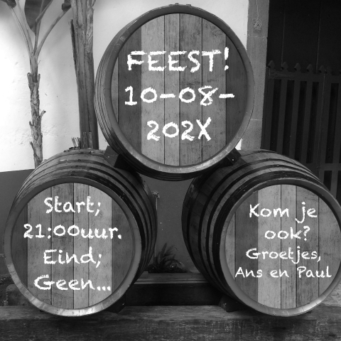 Huwelijksjubileum Uitnodiging met houten tonnen