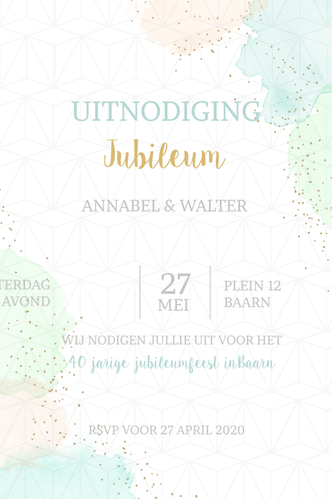 Jubileumkaart met watercolor voor 40 jarige huwelijk