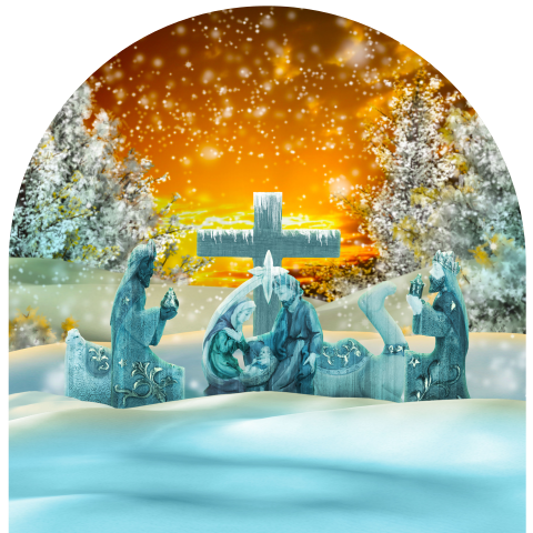 Geïllustreerde Kerstkaart gezegend nieuwjaar