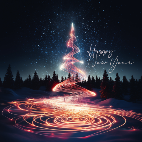 Licht Kerstboom - Happy New Year