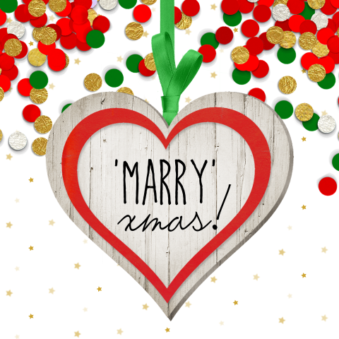Kerst save the date kaart met houten hart