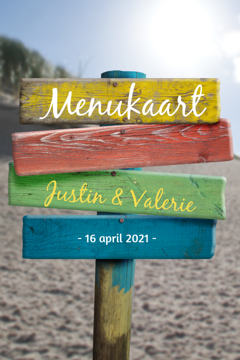 Hippe menukaart met wegwijzer