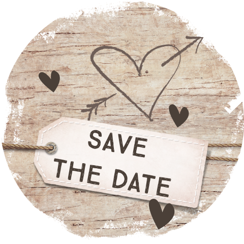 Sluitzegel Save de date met houtlook