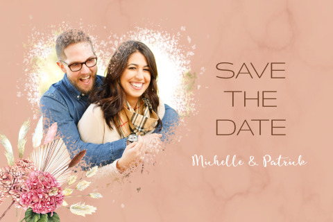 Save the date hortensia met droogbloemen