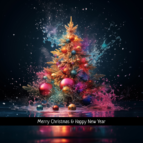 Zakelijke kerstkaart multicolor kerstboom