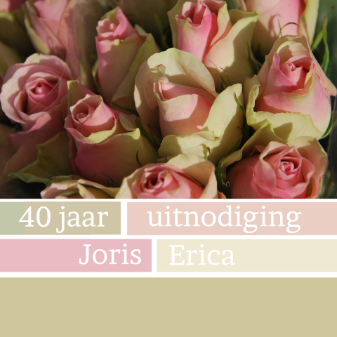 Romantische uitnodiging 40 jaar getrouwd met rozen