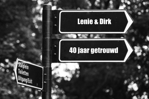 Liggende uitnodiging 40 jaar huwelijk in zwart wit kleuren