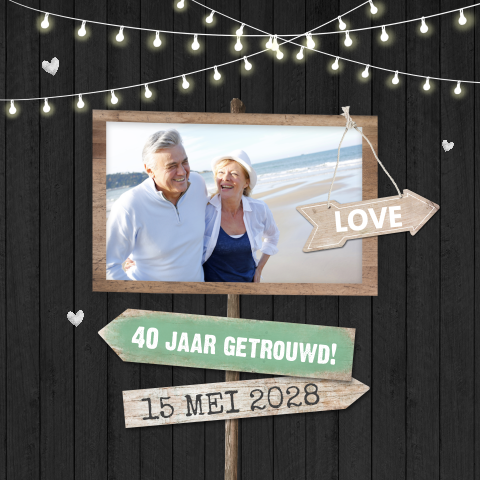 Uitnodiging 40 jaar getrouwd met lichtjesslinger
