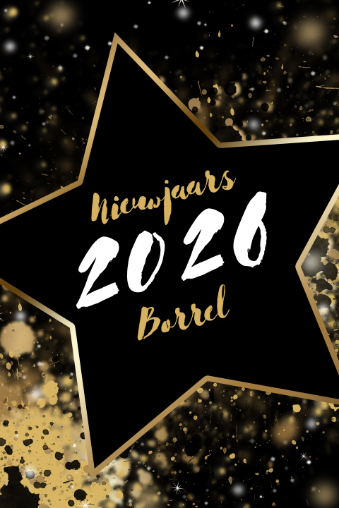 Nieuwjaarsborrel uitnodiging met een goudkleurige ster