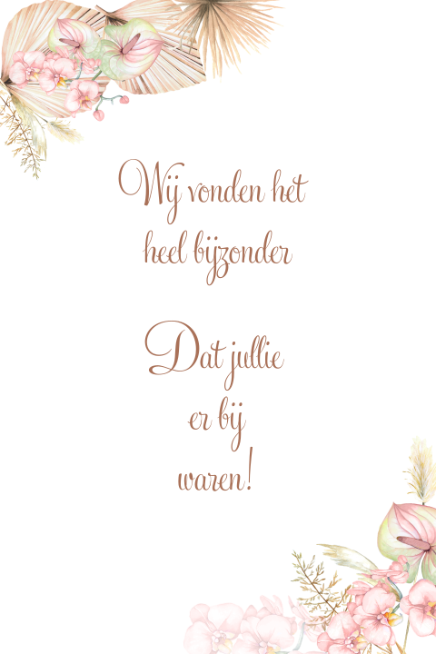 Bedankkaart met droogbloemen en orchidee