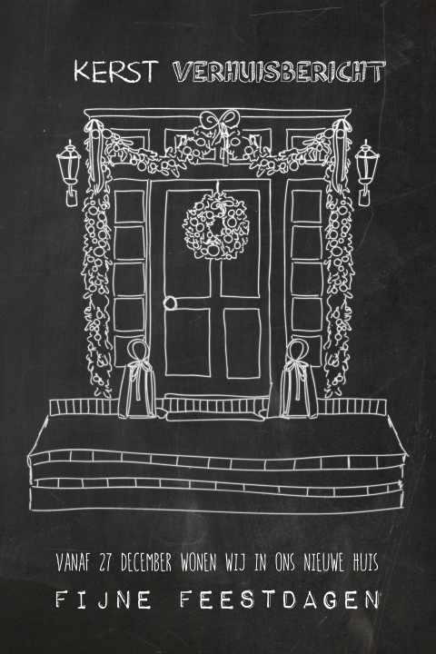 Originele kerst-verhuiskaart met krijtbord