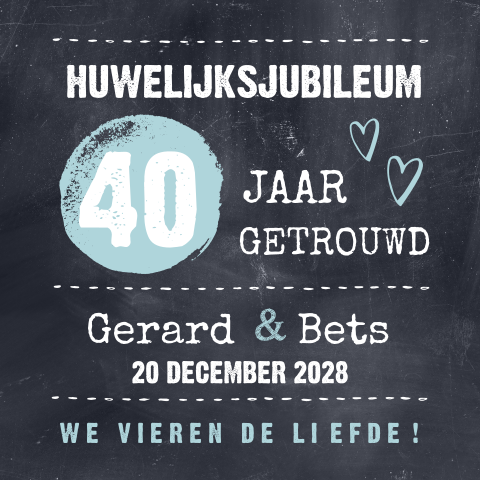 Uitnodiging 40 jaar getrouwd met lichtblauwe accenten