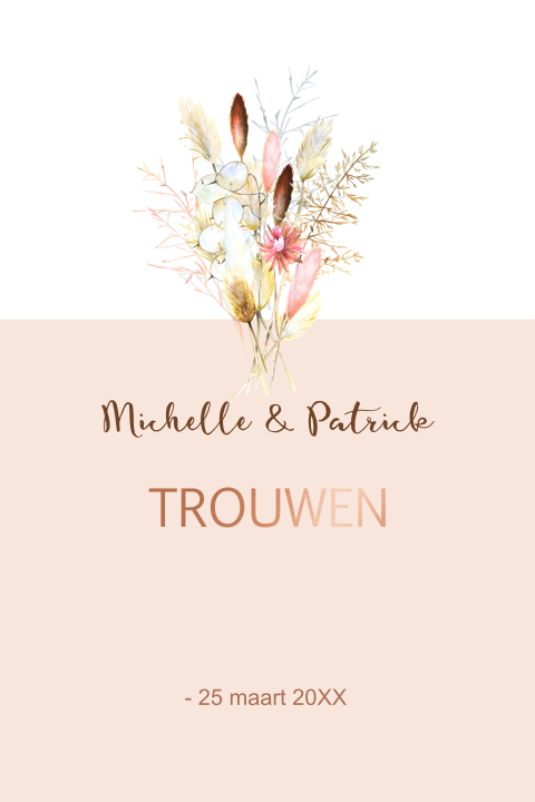 Jubileum uitnodiging met prachtige droogbloemen