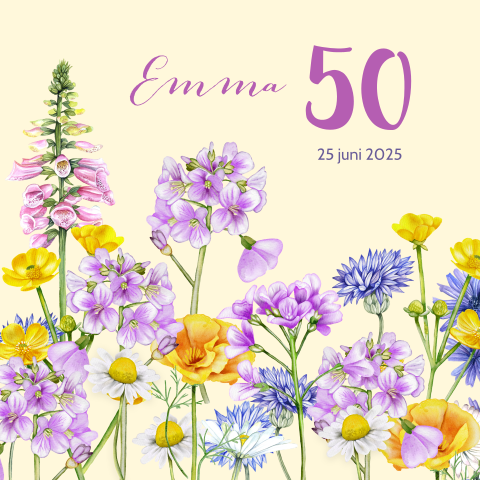 Uitnodiging feestje verjaardag veldbloemen