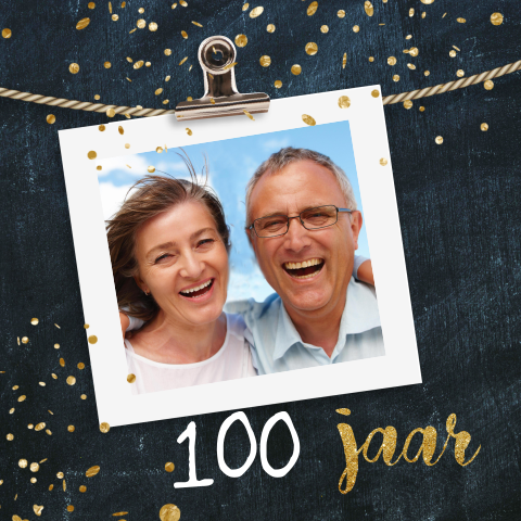uitnodiging verjaardag polaroid 100 jaar