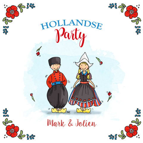 Uitnodiging voor hollands feestje met klederdracht