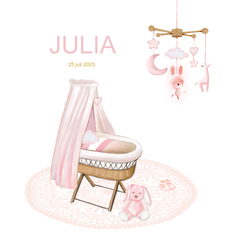 Geboorte meisje wiegje met mobiel