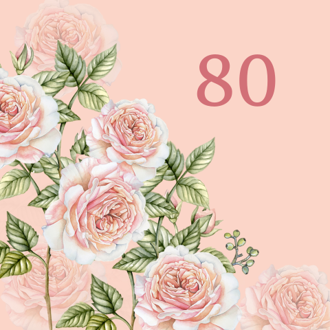 Uitnodiging verjaardag 80 jaar met rozen