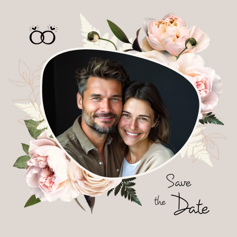 Save the date ROZE ROZEN en eigen foto