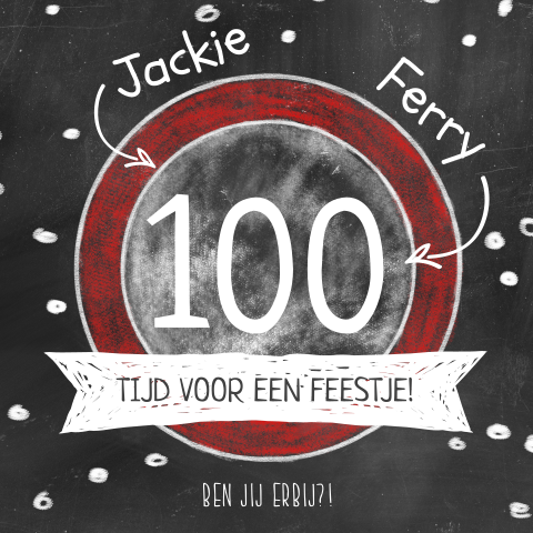 Samen 100 jaar uitnodiging met snelheidsbord
