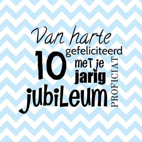 Vrolijke felicitatiekaart voor een 10-jarig jubileum