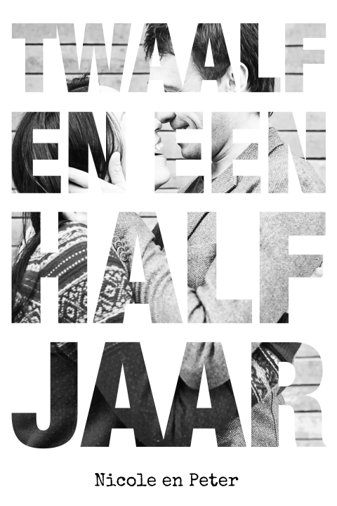 Huwelijksjubileum uitnodiging in zwart wit met fotoletter