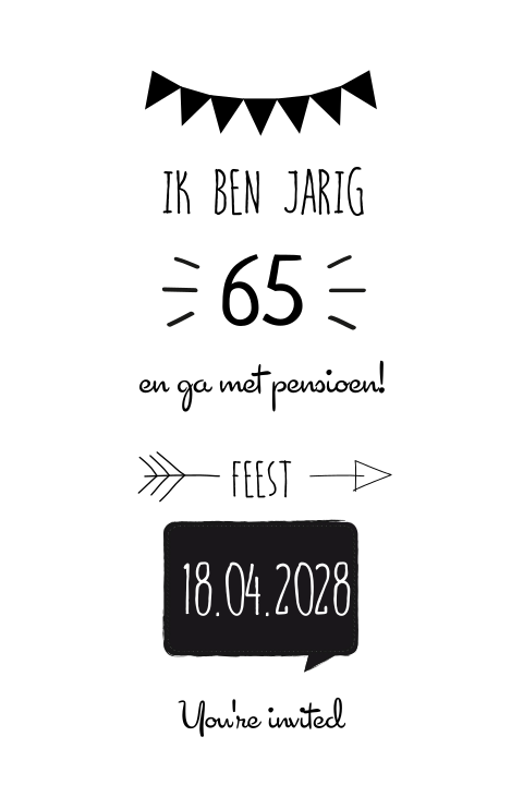 Uitnodiging pensioen in zwart wit