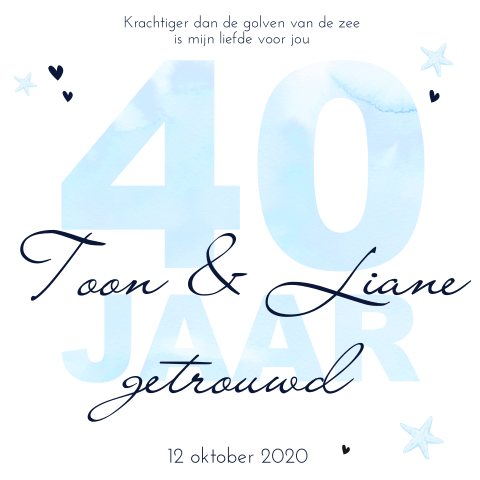40 jaar getrouwd uitnodiging met zeesterren