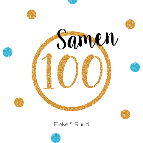 Samen 100 uitnodiging met glitter confetti