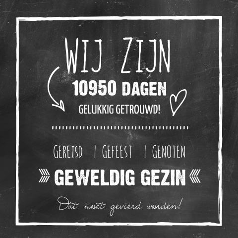 Zwart witte 30 jaar getrouwd uitnodiging 