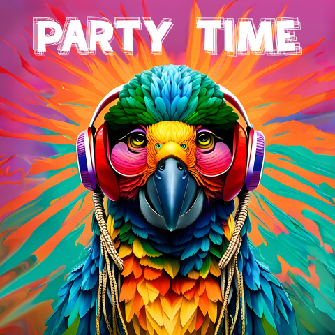 Uitnodiging Party Time Papegaai