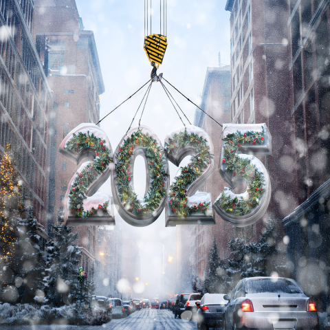 Kerstkaart 2025 stad hijskraan