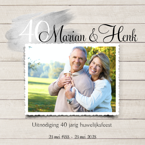 40 jarig huwelijksjubileum kaart met hout en watercolor