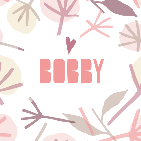 Lief geboorte kaartje met botanische look in trendy kleuren